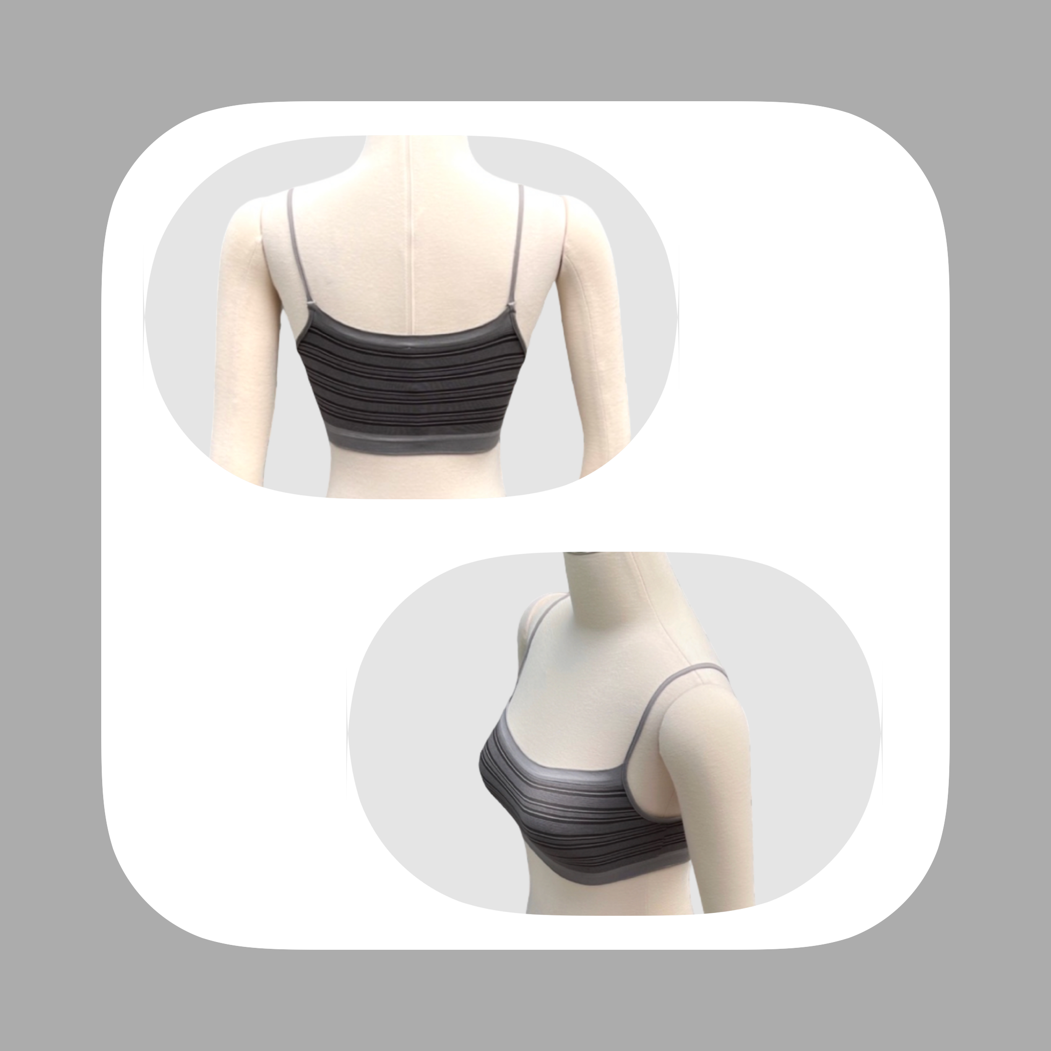 Cami Bra Petite Gray Stripes