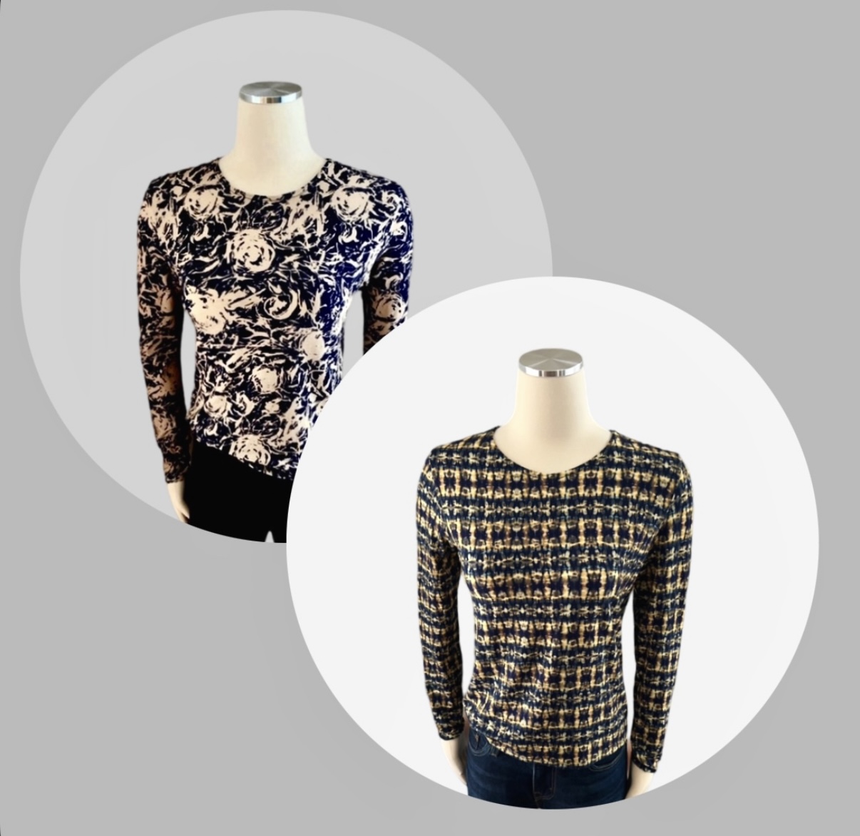 Beige Black Printed Jersey Long Sleeves