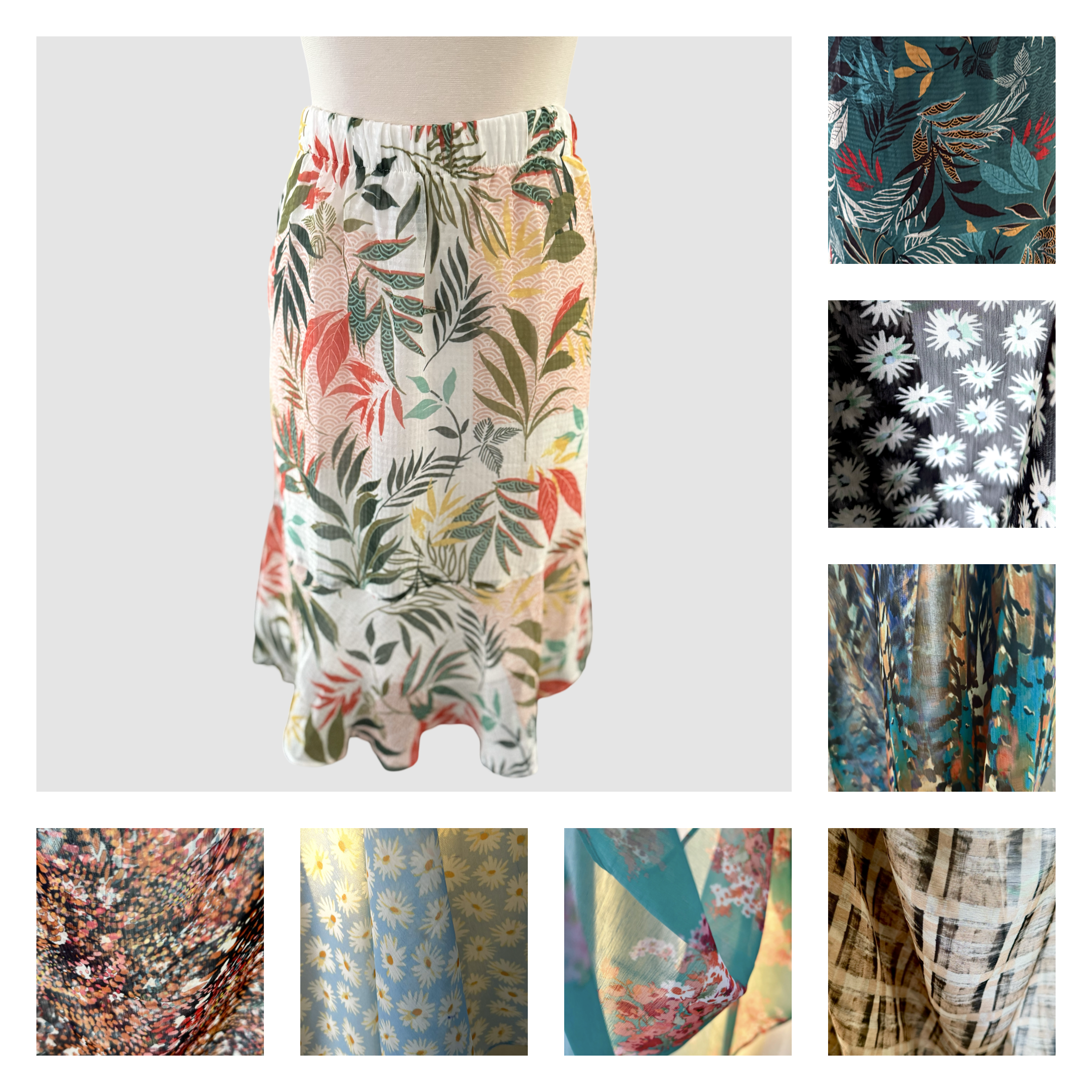Printed Chiffon Wave Skirt