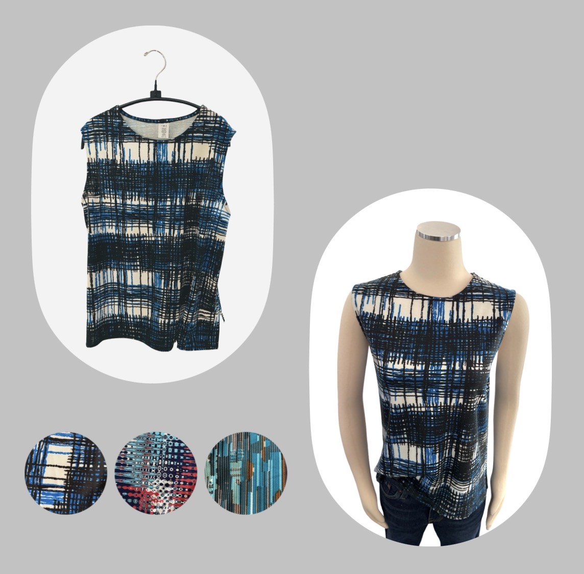 Abstract Jacquard double Knit Sleeveless Top