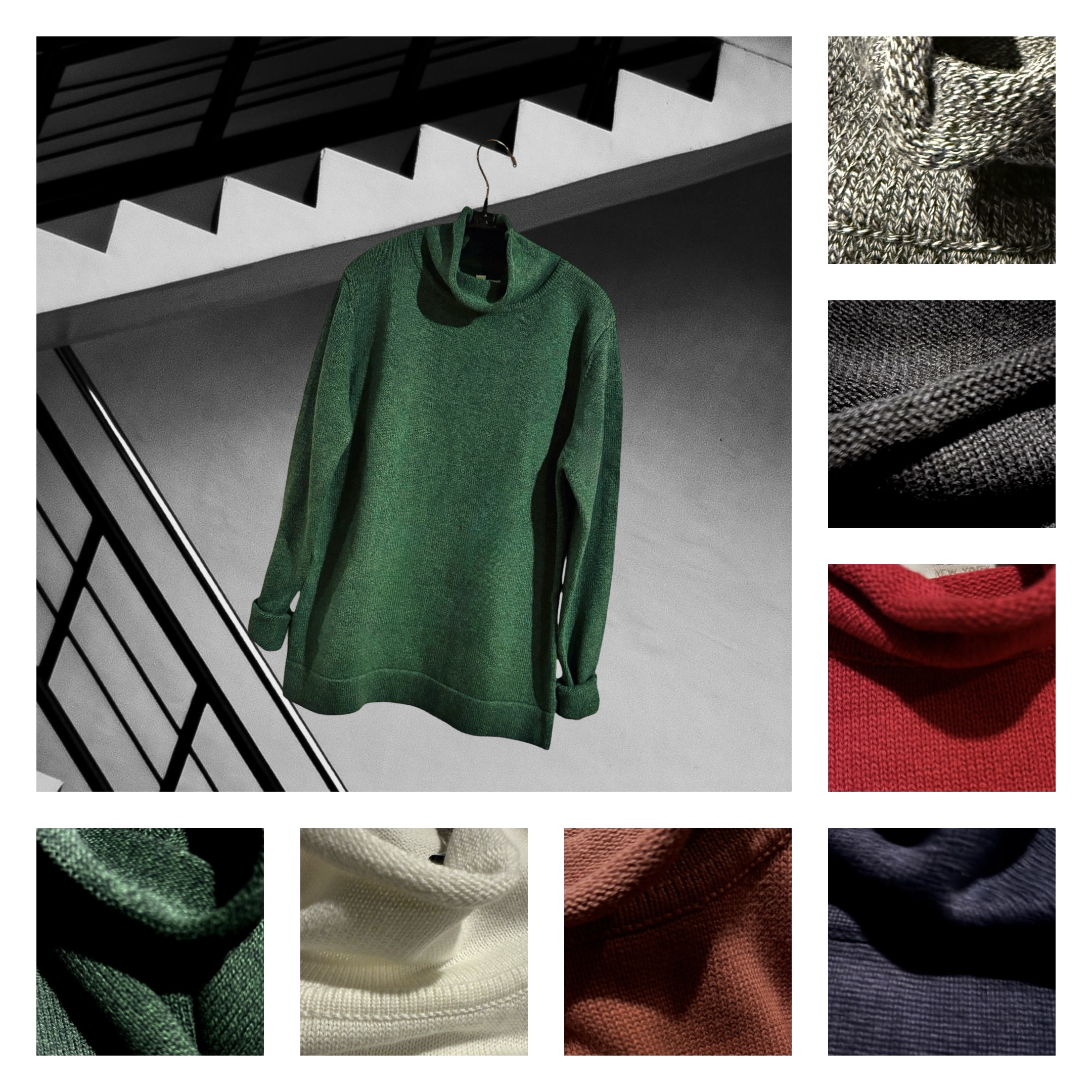 Soft Cotton Rolled Neck Sweater   