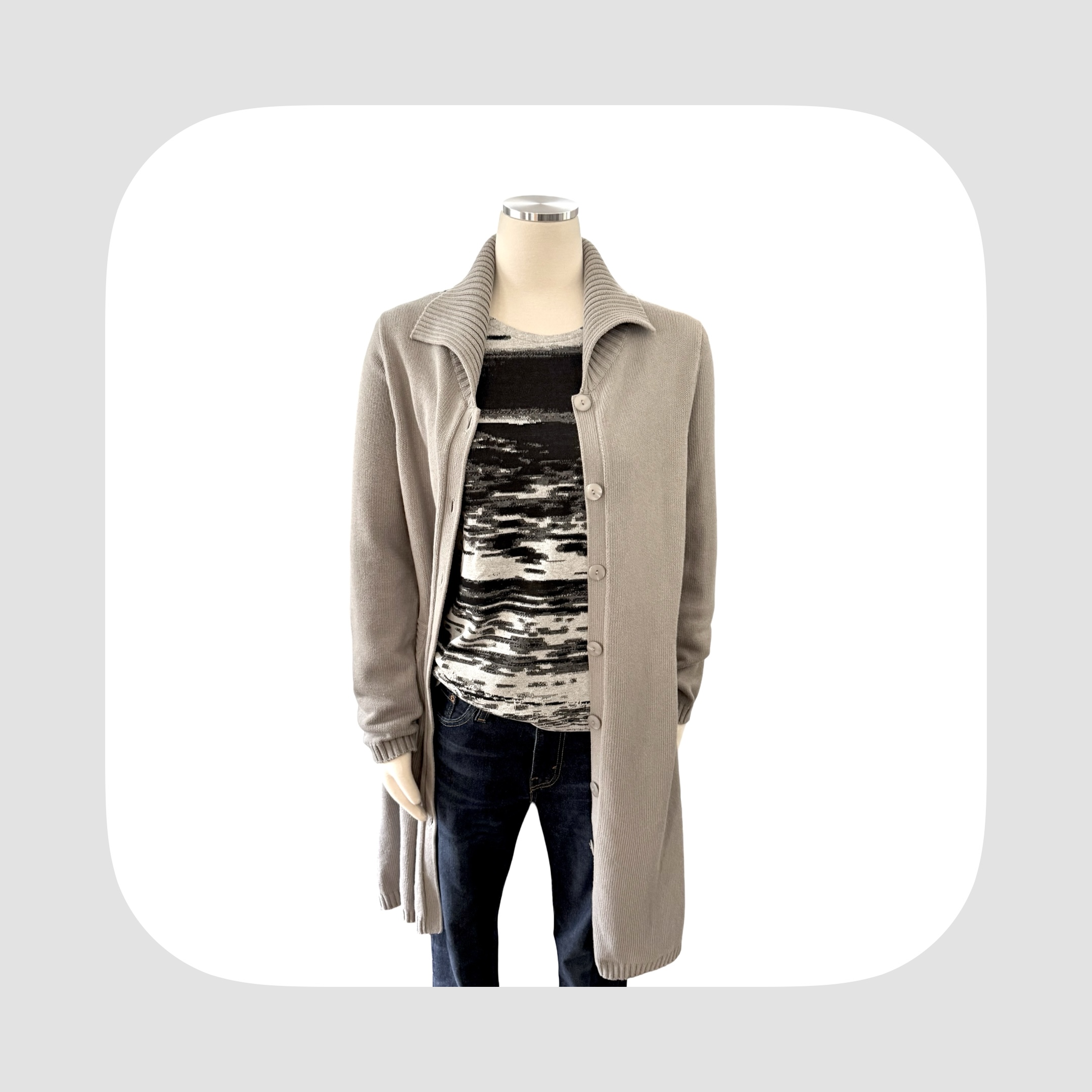 Cotton Knit Long Cardigan 