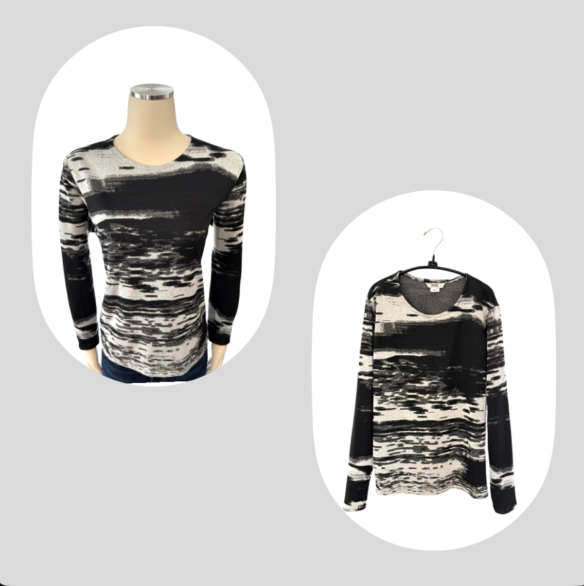 Abstract Jacquard double knit Charcoal top 