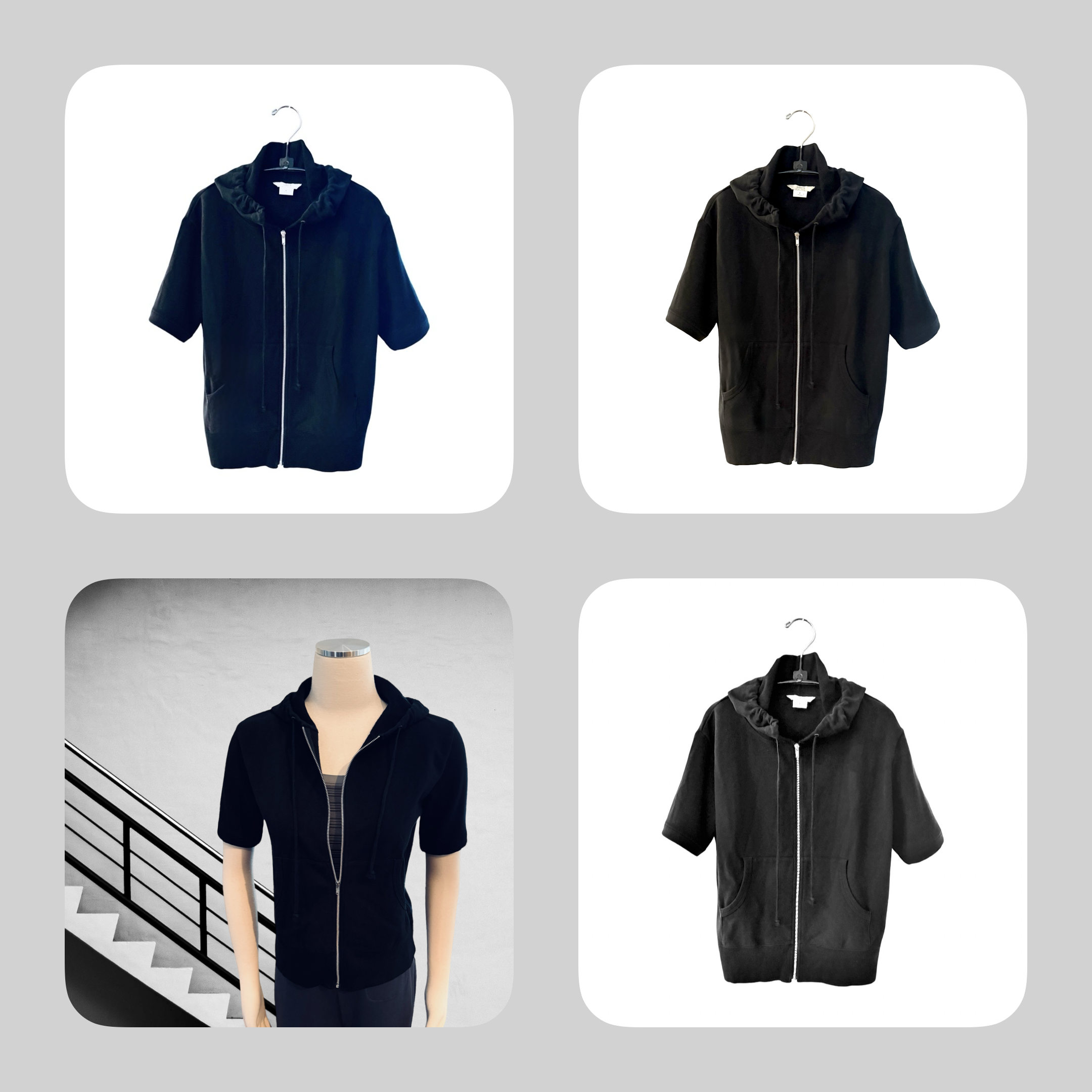 Cotton Terry Hoodie Short Sleeves 