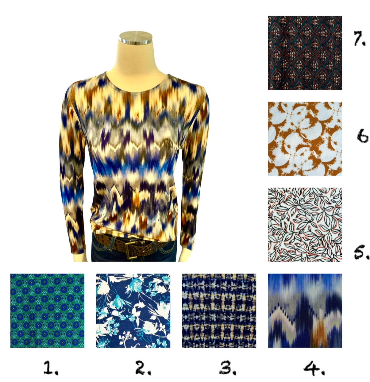  Printed Jersey Long Sleeves Top 