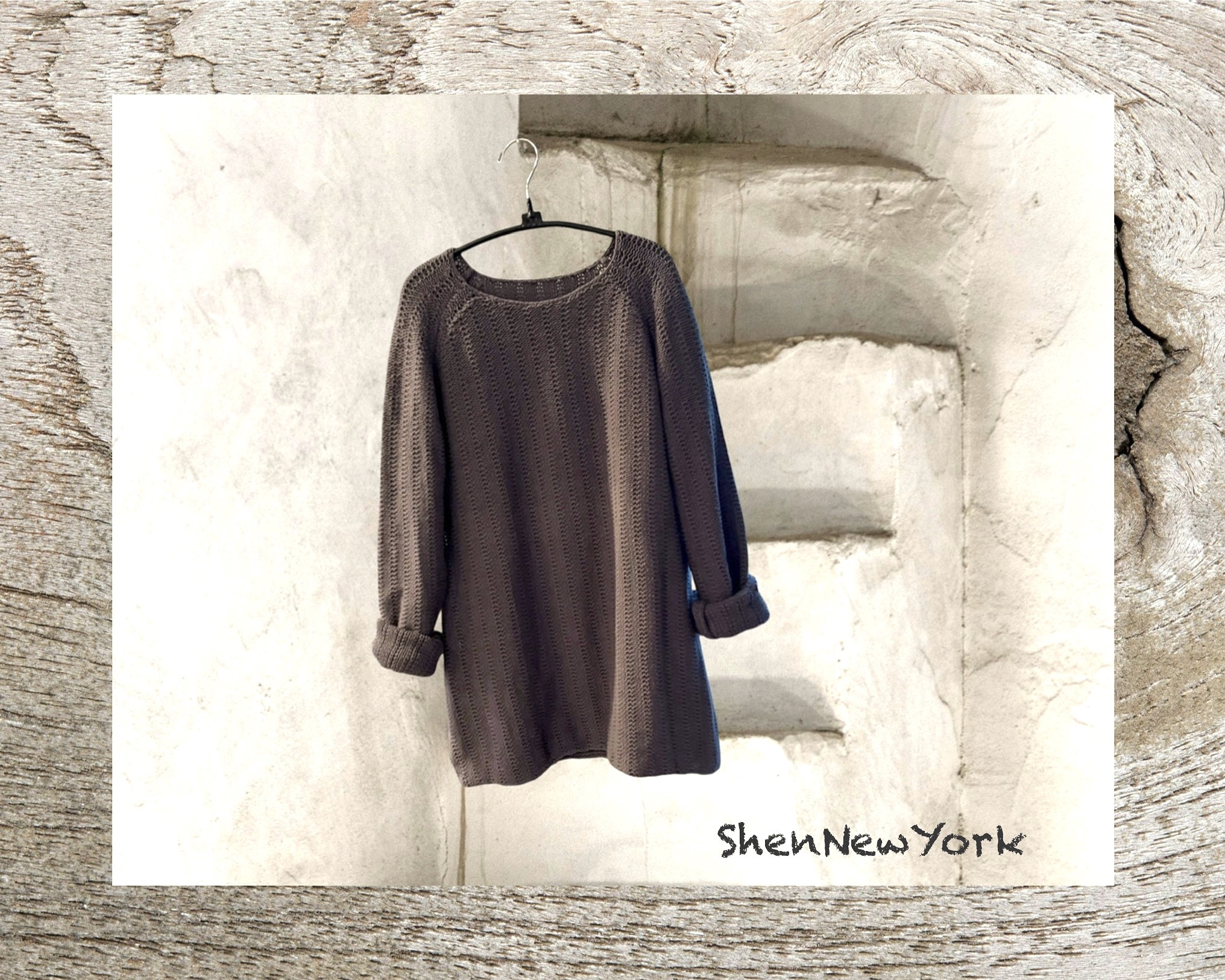 Texture Cotton Crochet Neck Sweater  