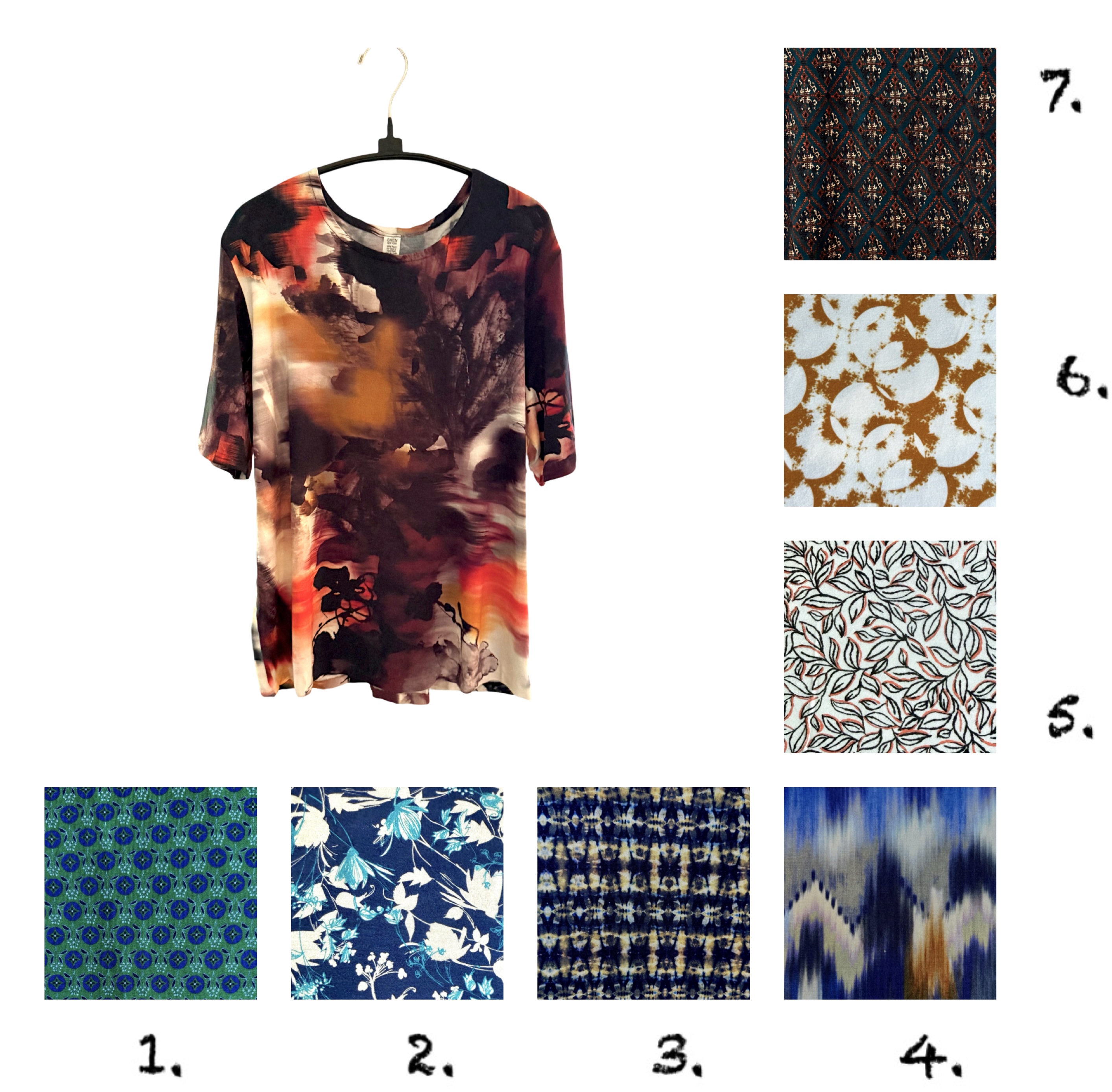  Printed Jersey Longer Short Sleeves Top 