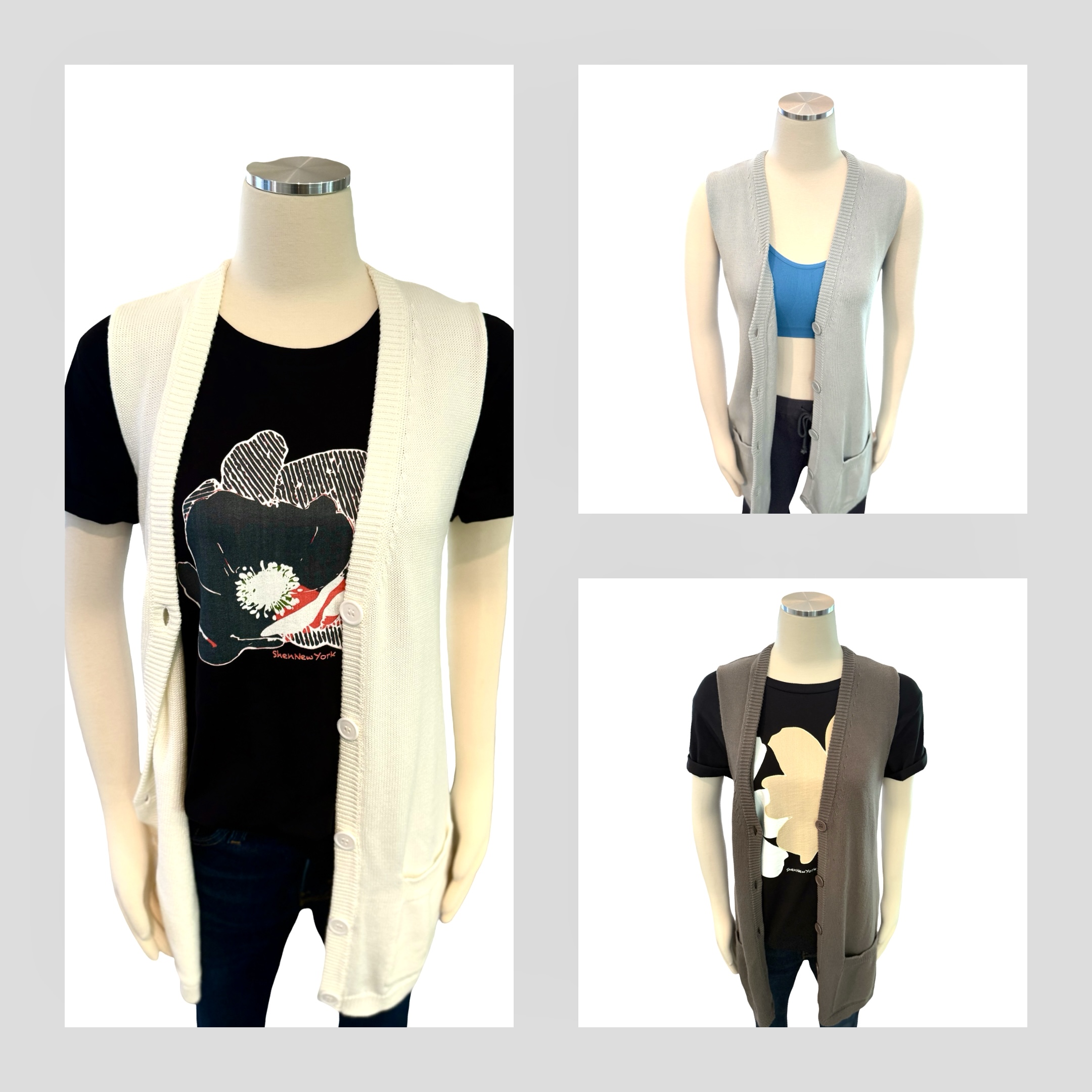 Cotton Sweater Knit Vest  with Pockets