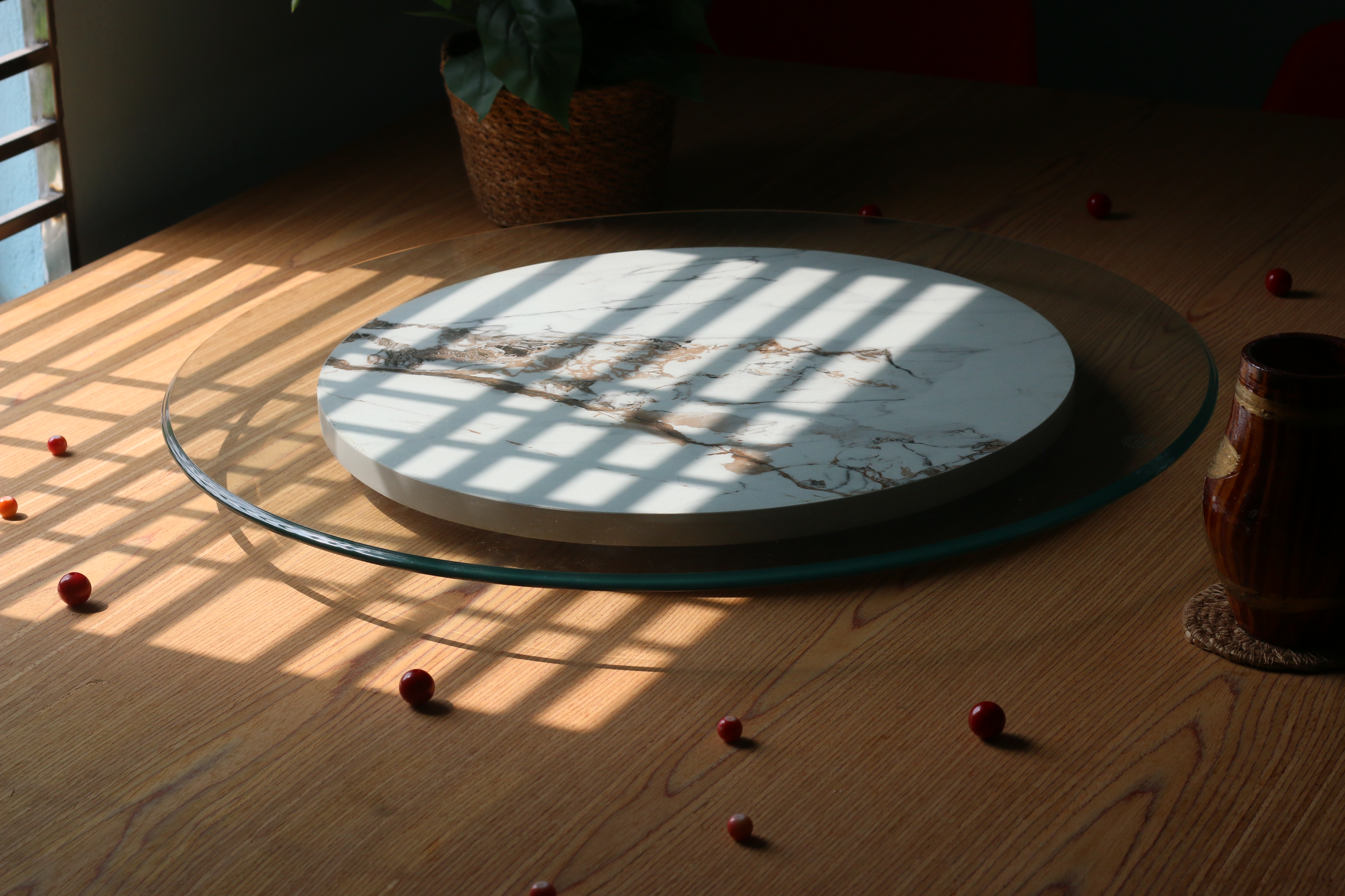 Turntable- Glass Top Marble design base