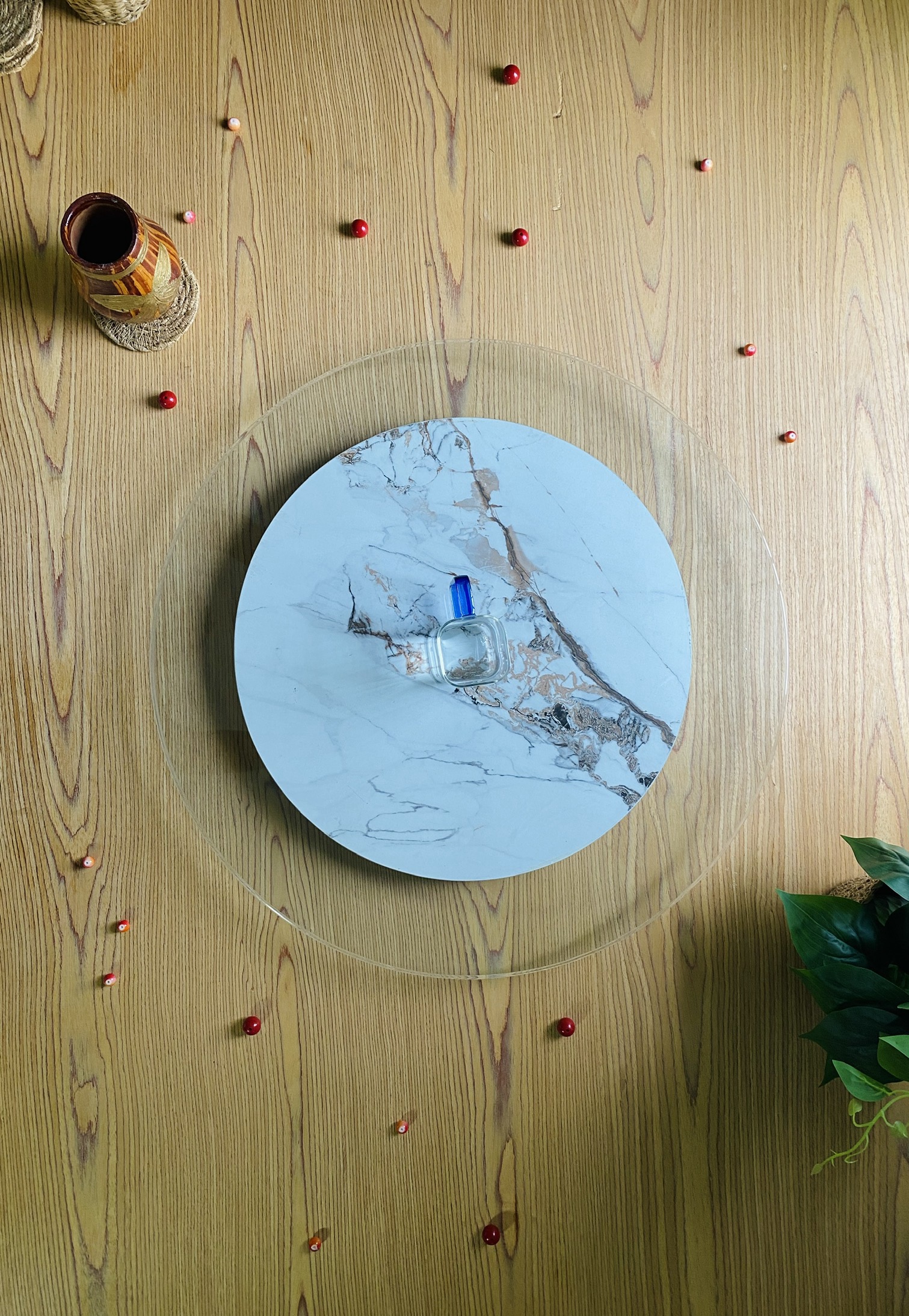 Turntable- Glass Top Marble design base