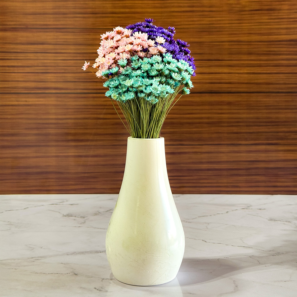 Vaso Decorativo com Flores Sempre Vivas