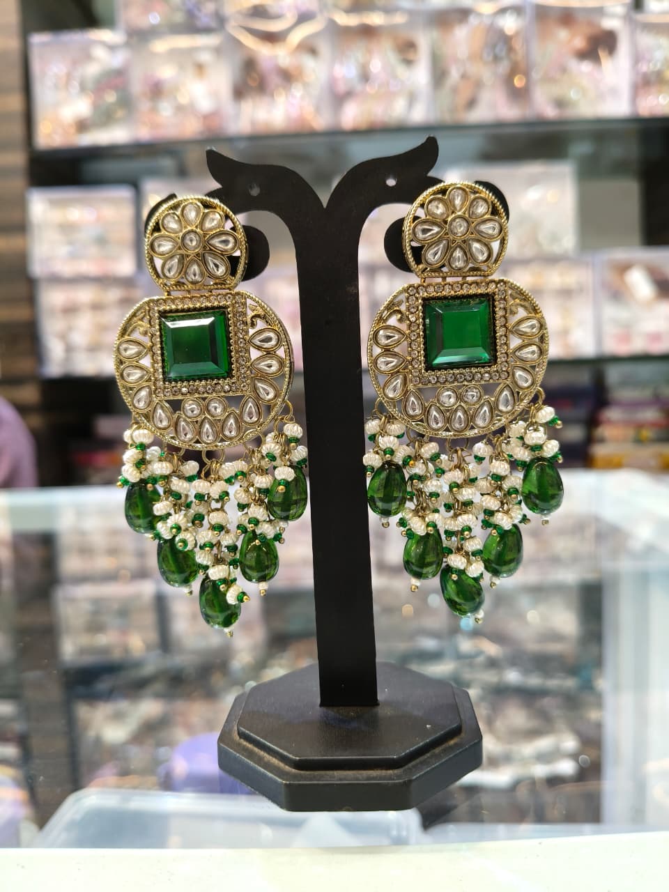 Traditional Green Stone Earrings