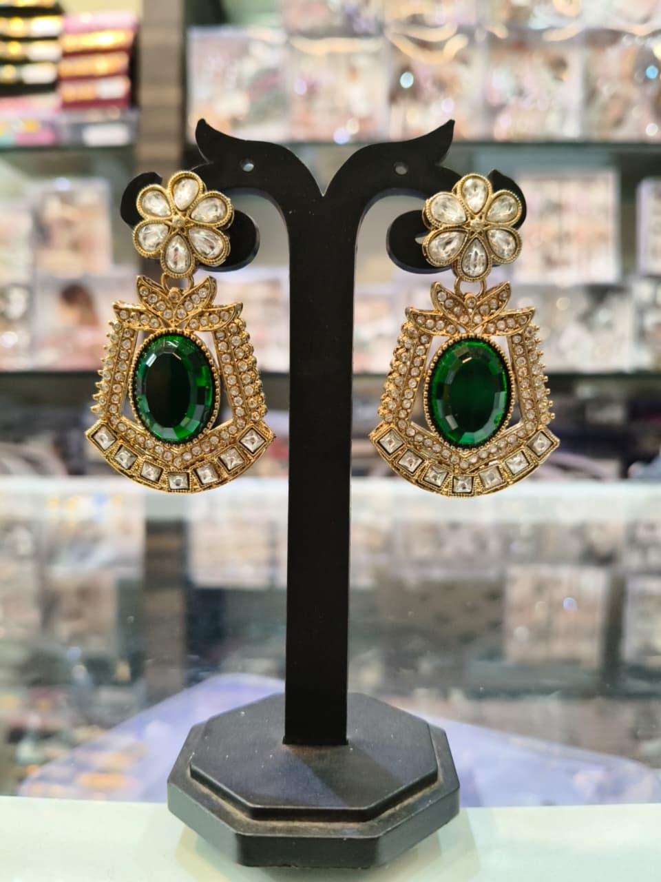 Elegant Green Gemstone Earrings