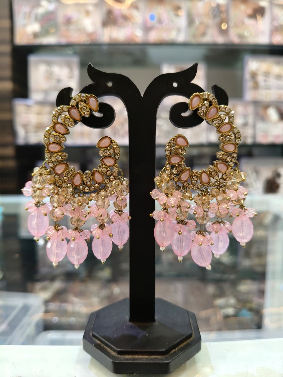 Traditional Pink Beaded Earrings