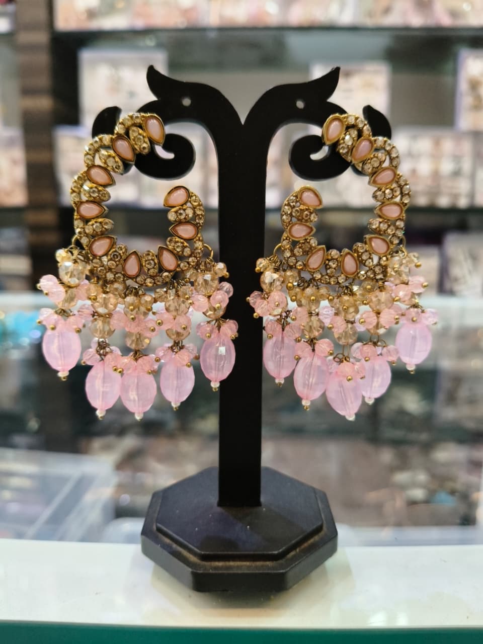 Traditional kundan chandelier earrings