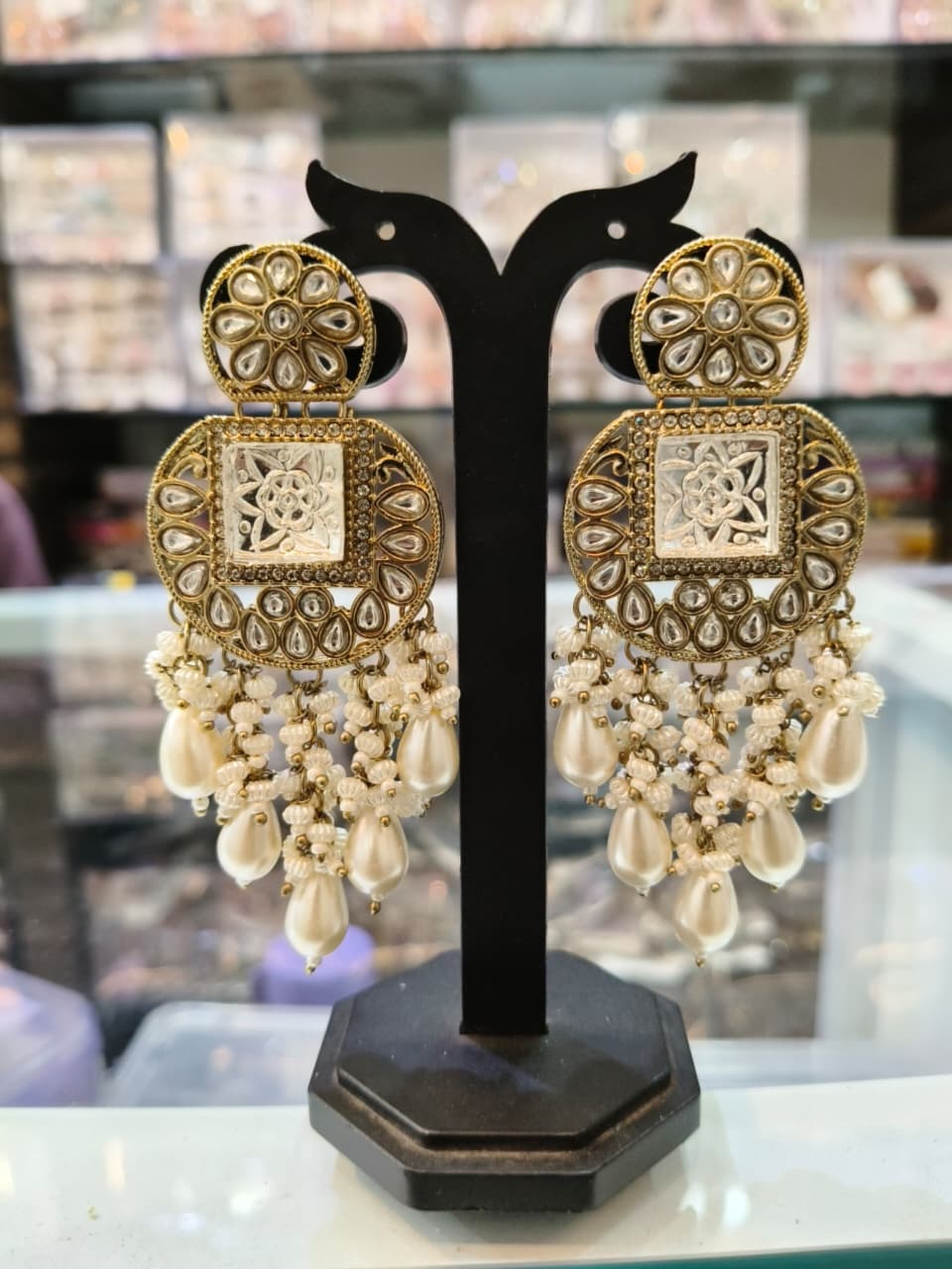 Traditional Gold-Plated Pearl Earrings
