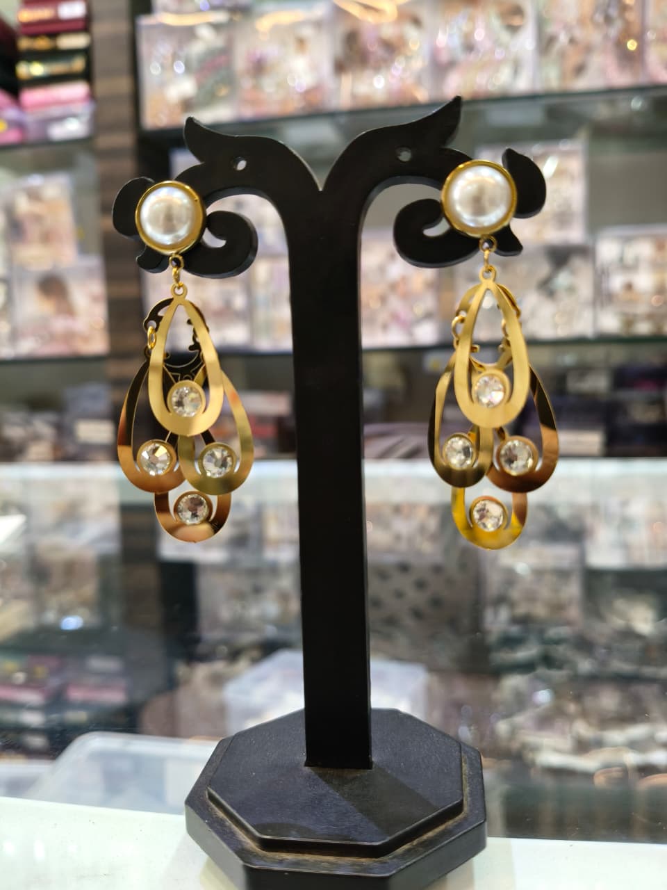 Elegant Pearl and Gold Drop Earrings