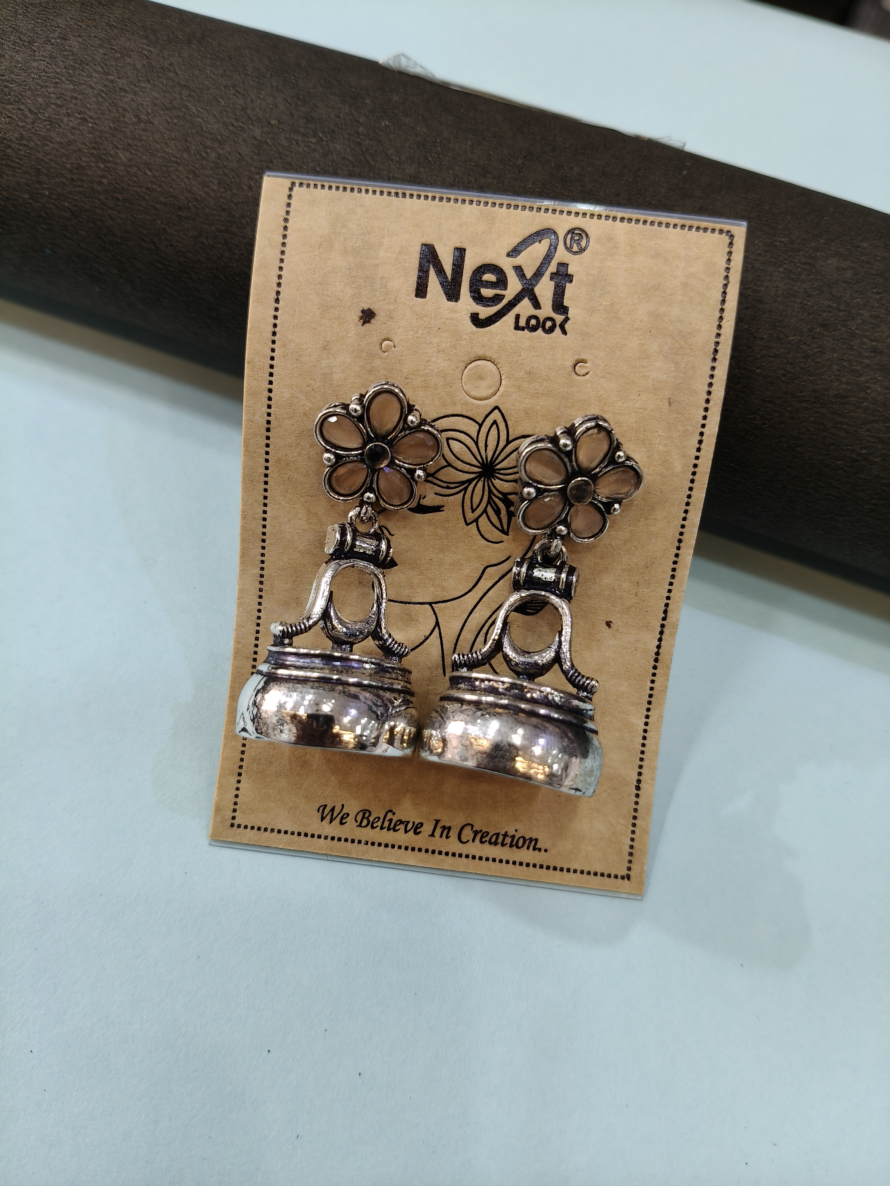 Oxidized Silver Jhumka Earrings