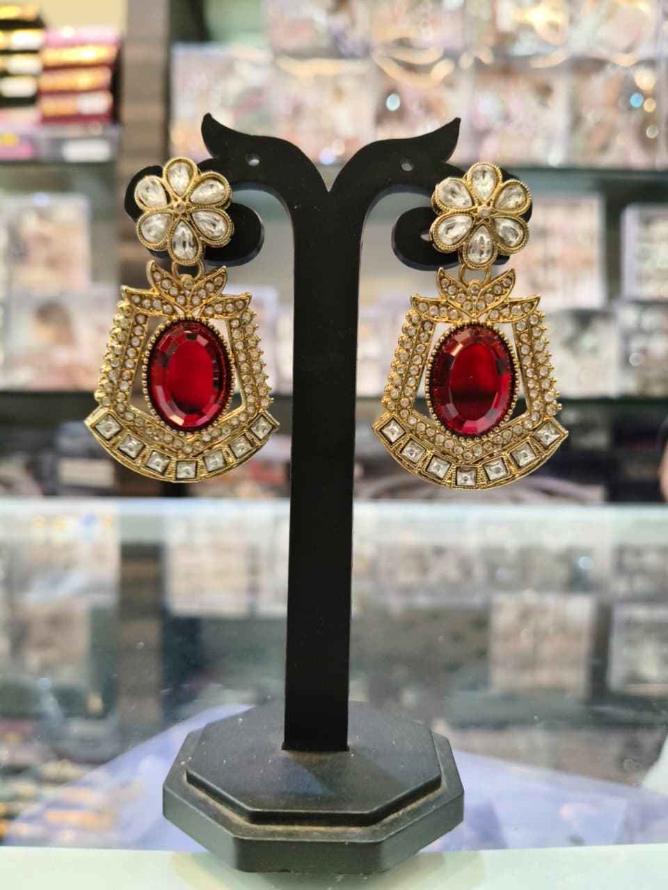 Elegant Red Gemstone Earrings