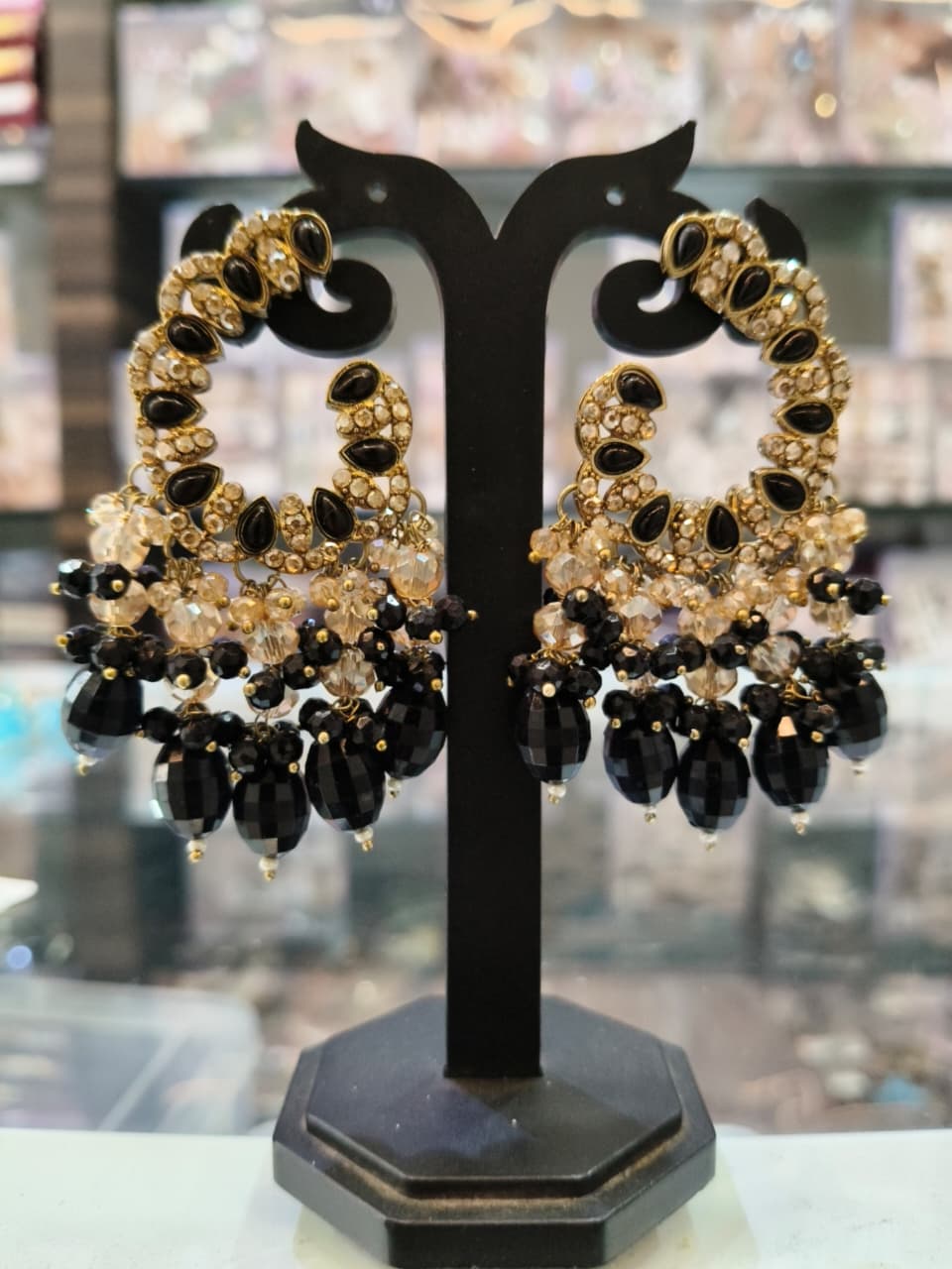 Elegant Black and Gold Earrings