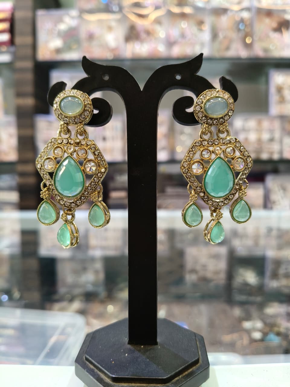 Elegant turquoise statement earrings