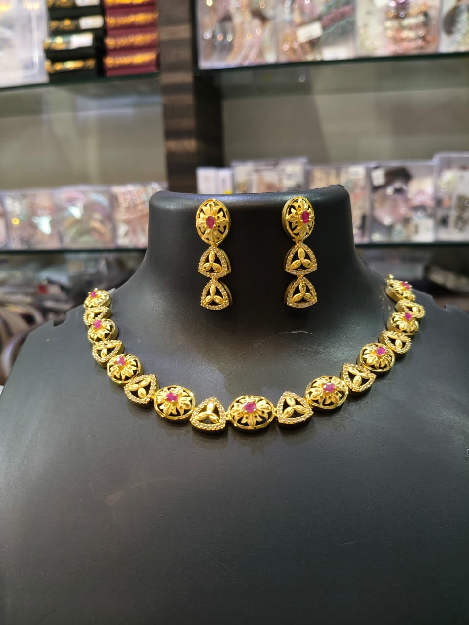 Gold-Plated Necklace and Earring Set