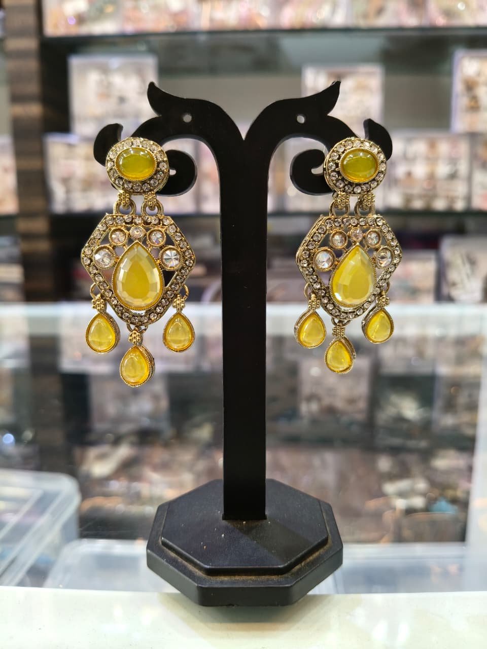 Yellow Stone Studded Earrings