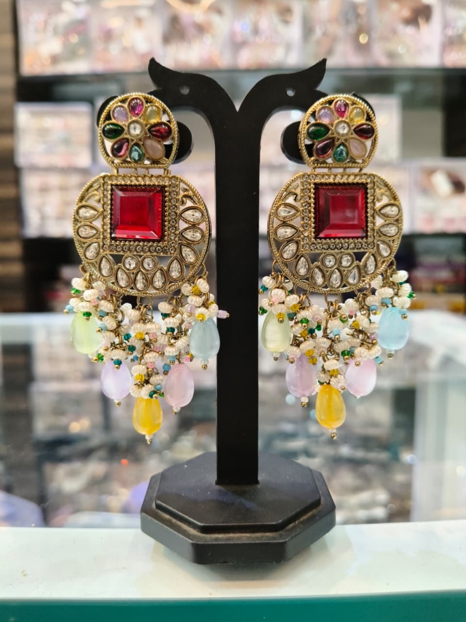 Traditional Colorful Statement Earrings