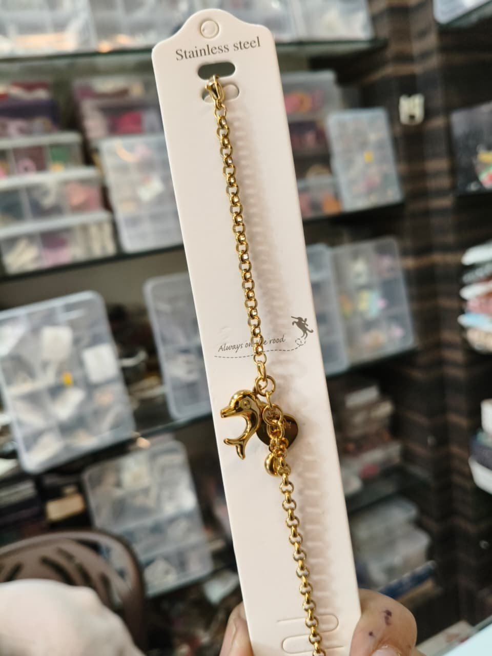 Gold Dolphin Charm Bracelet