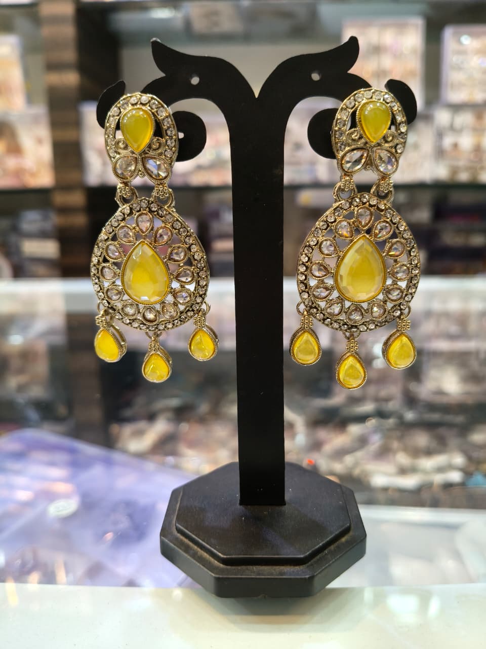 Elegant Yellow Stone Earrings