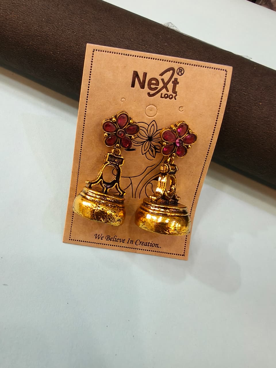 Gold-toned Floral Jhumka Earrings