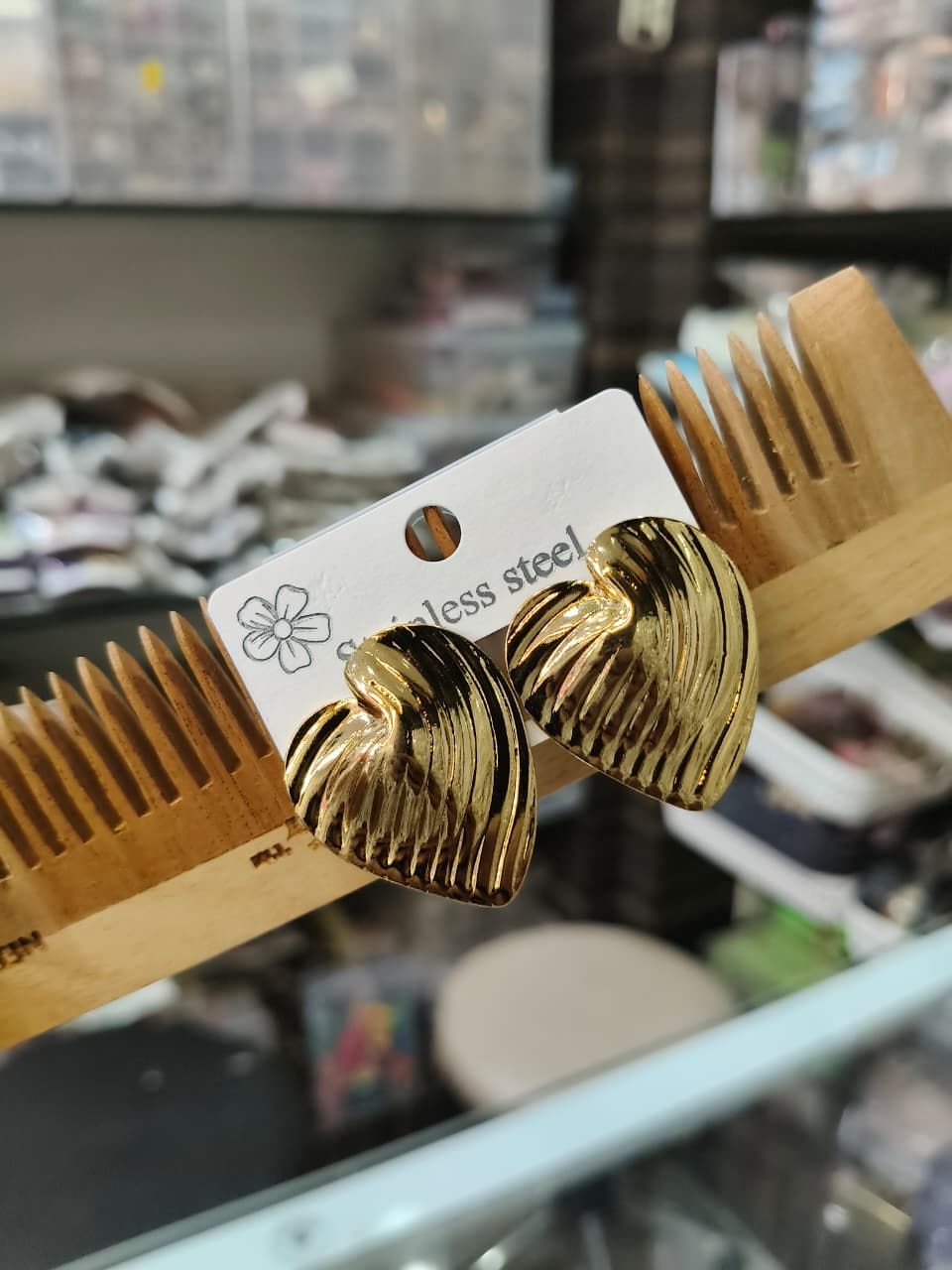 Gold Heart Stainless Steel Earrings