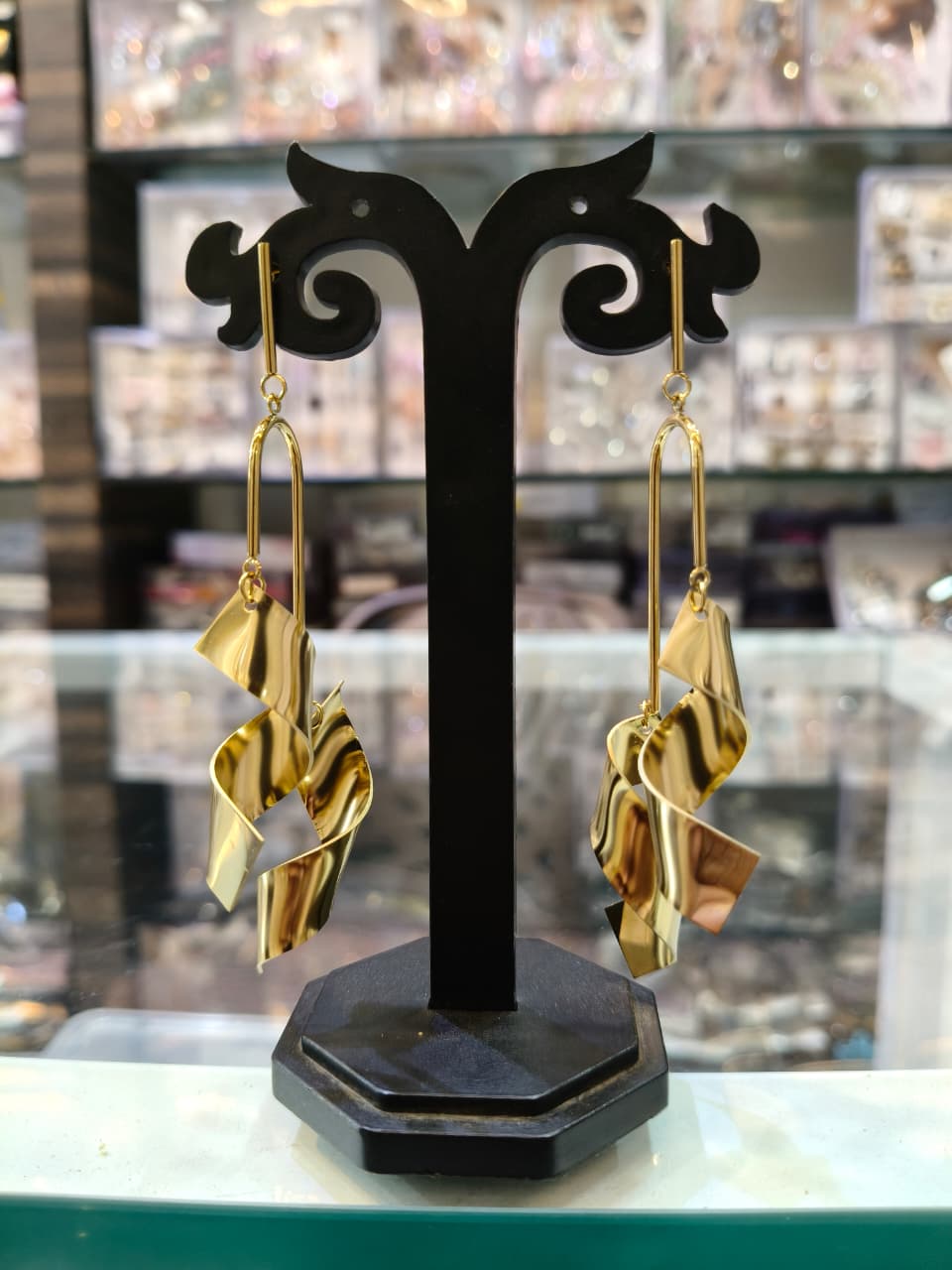 Gold Abstract Drop Earrings