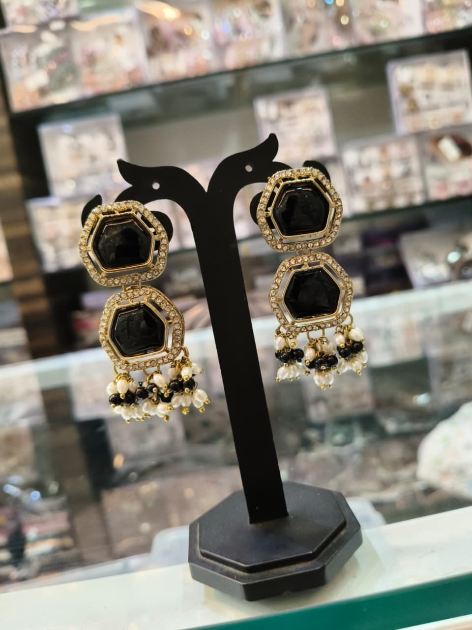 Elegant Black and Gold Earrings