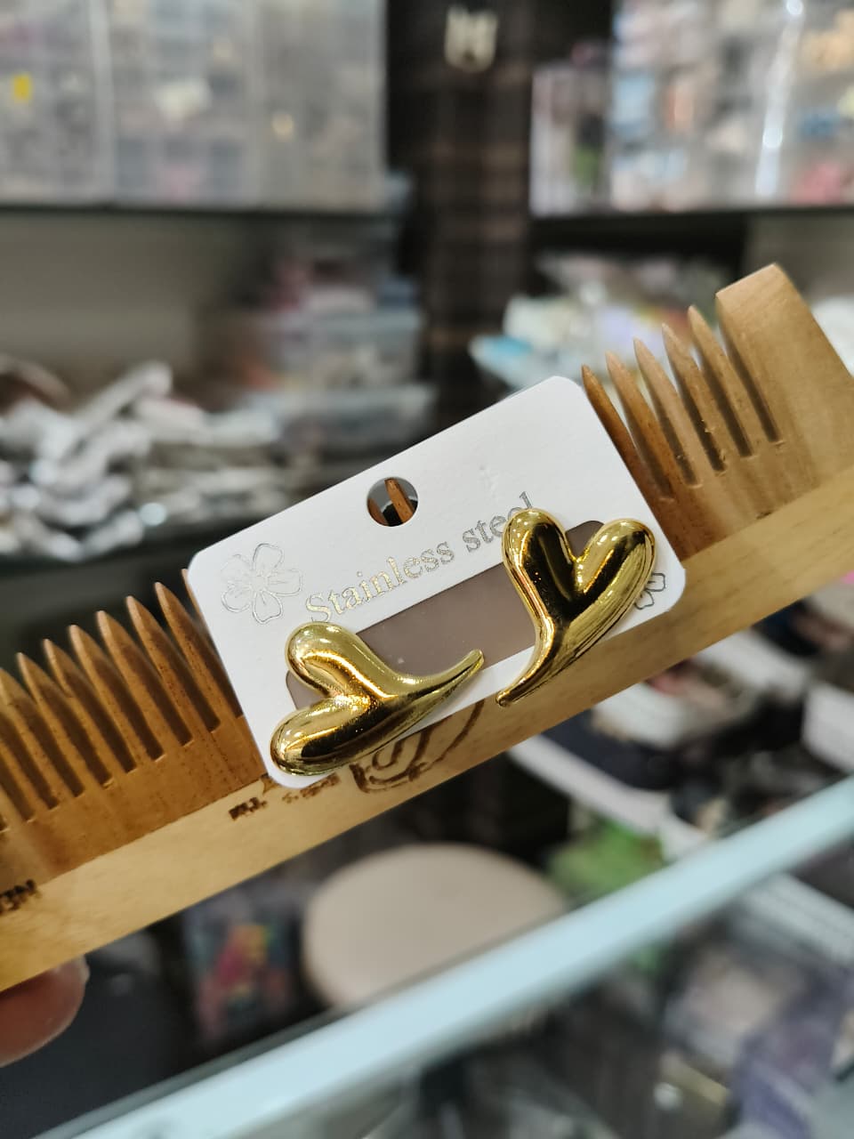 Gold Heart Stainless Steel Earrings