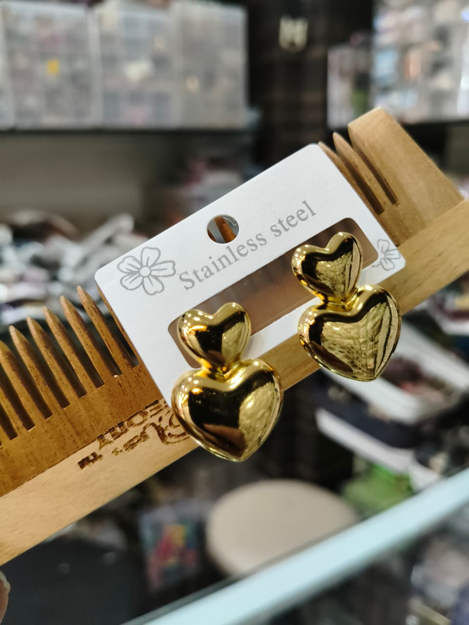 Gold Heart Stainless Steel Earrings