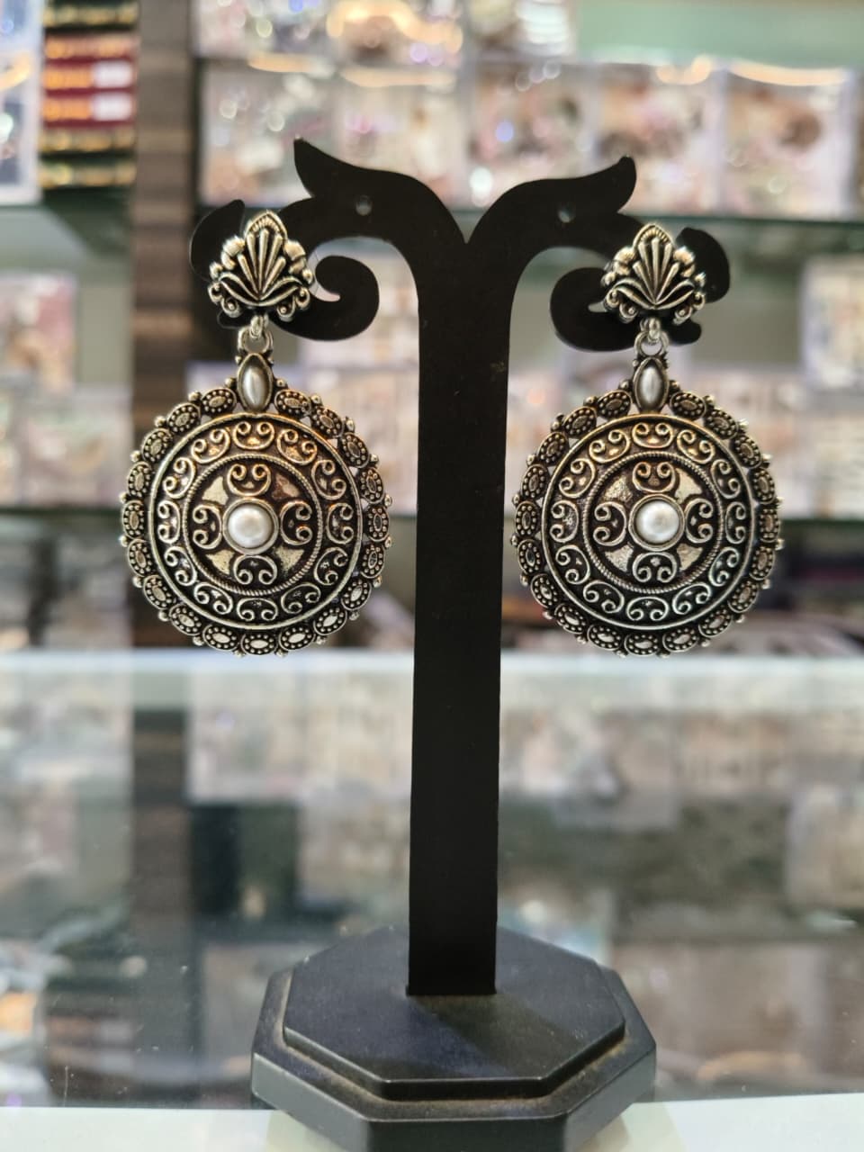 Antique Silver Pendant Earrings
