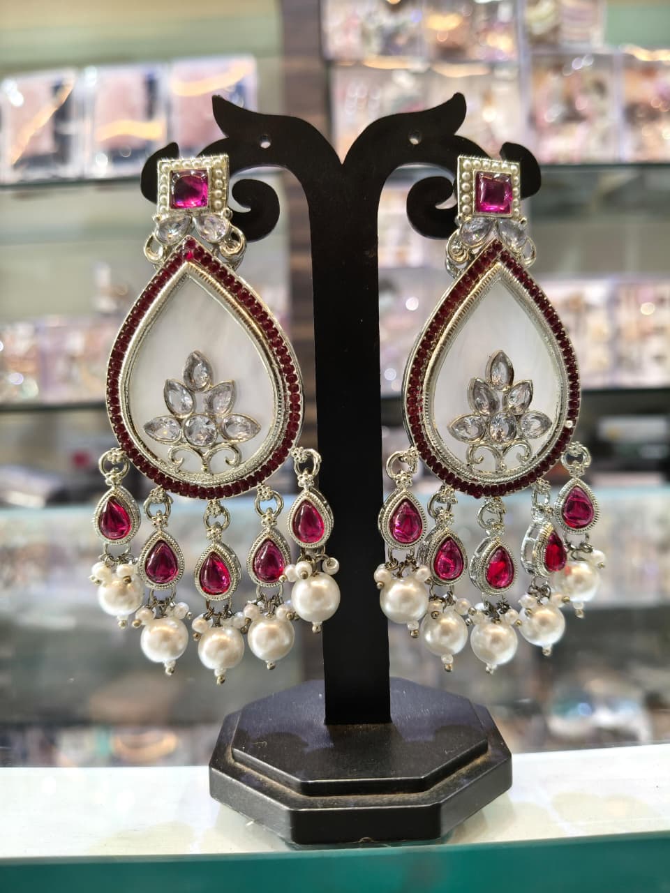 Ruby Pearl Drop Earrings