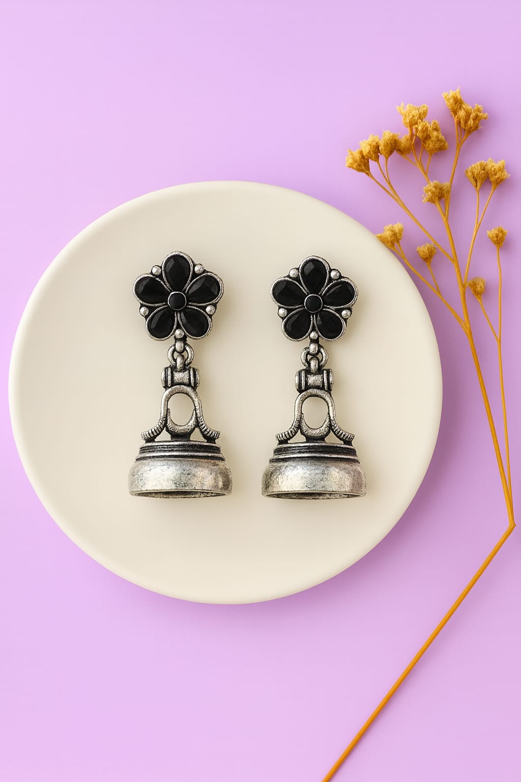 Silver Floral Earrings