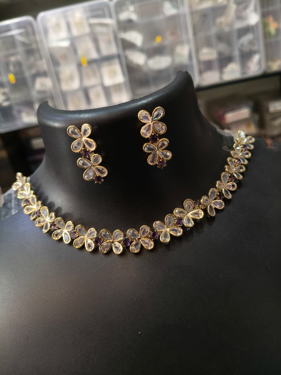 Floral Crystal Necklace Set