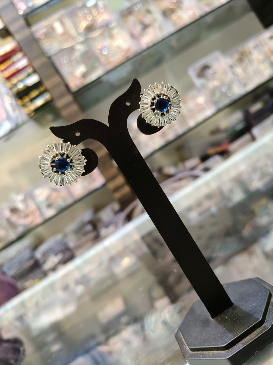 Crystal Blue Stud Earrings