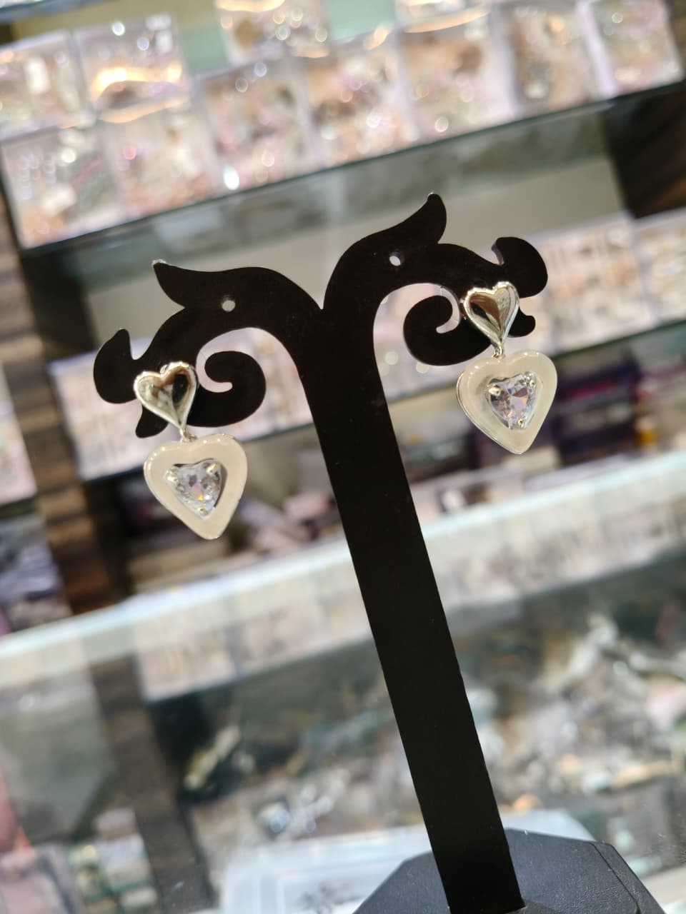 Heart Crystal Drop Earrings