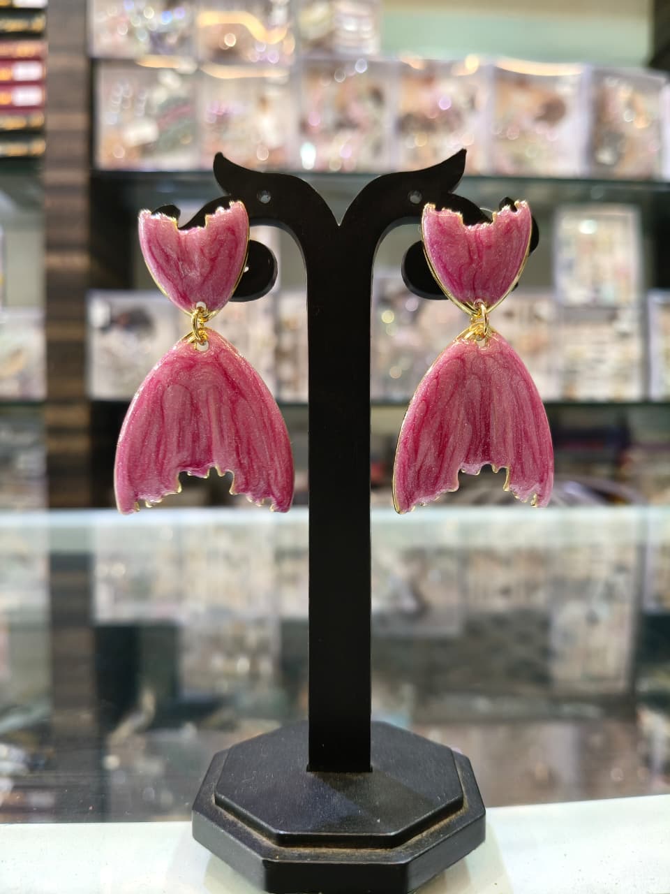 Pink Petal Drop Earrings