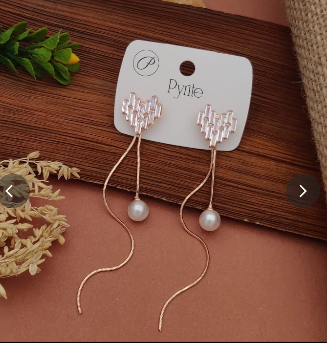 Elegant Heart Pearl Drop Earrings