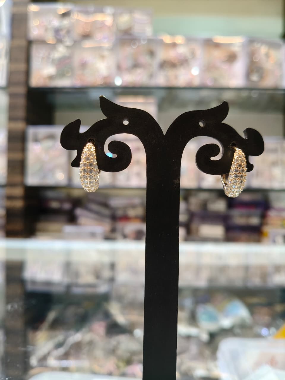 Gold Crystal Hoop Earrings