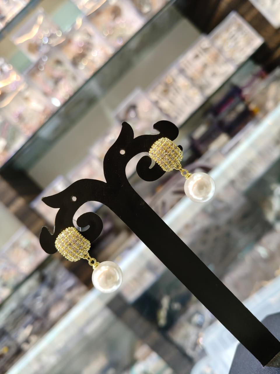 Gold-Plated Pearl Drop Earrings