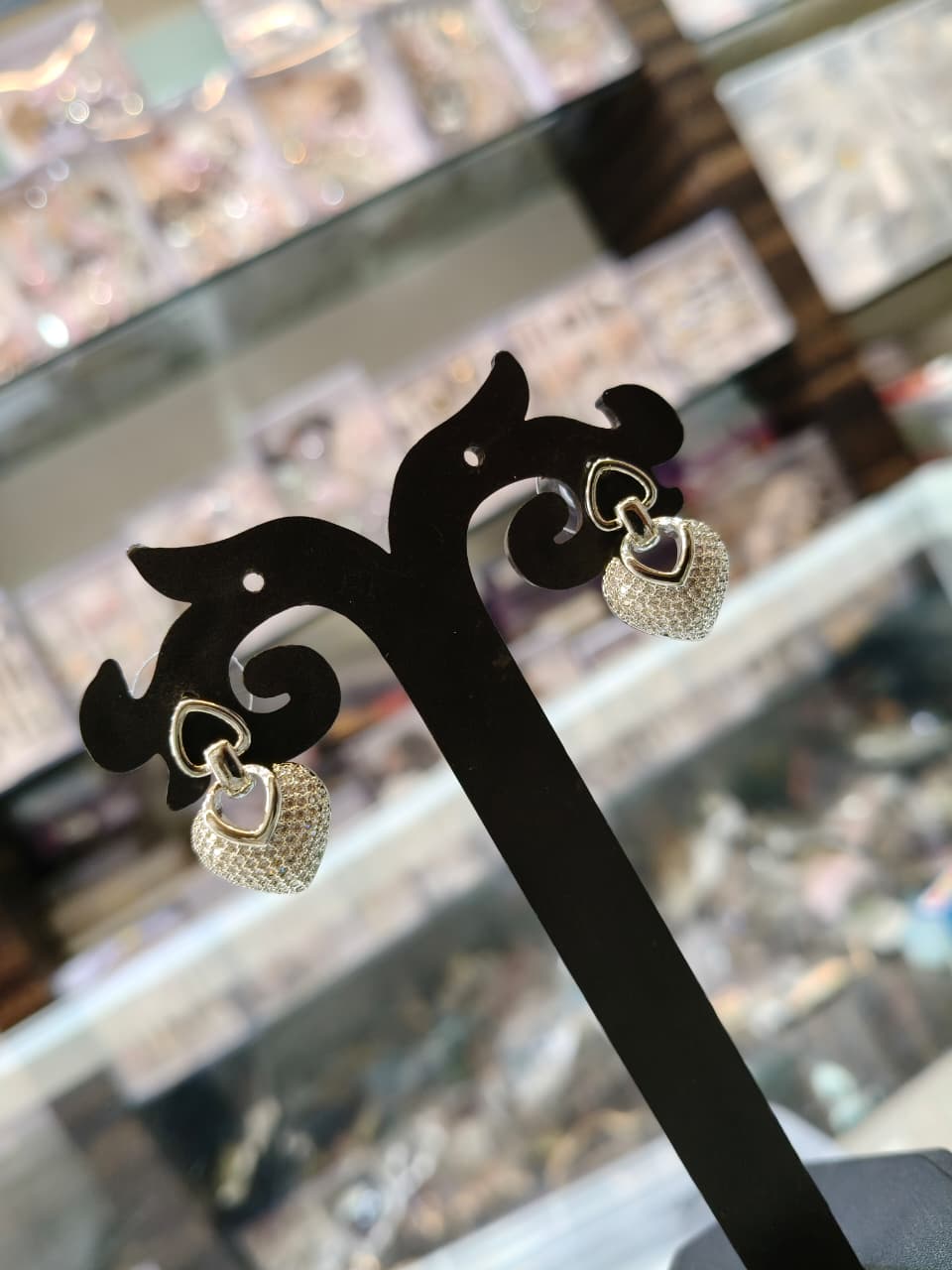 Heart-Shaped Dangle Earrings