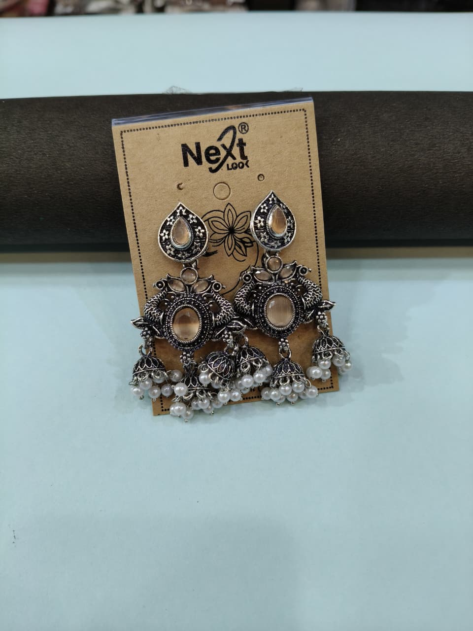 Traditional Oxidized Silver Earrings