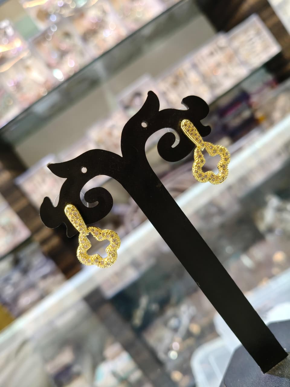 Golden Glitter Drop Earrings