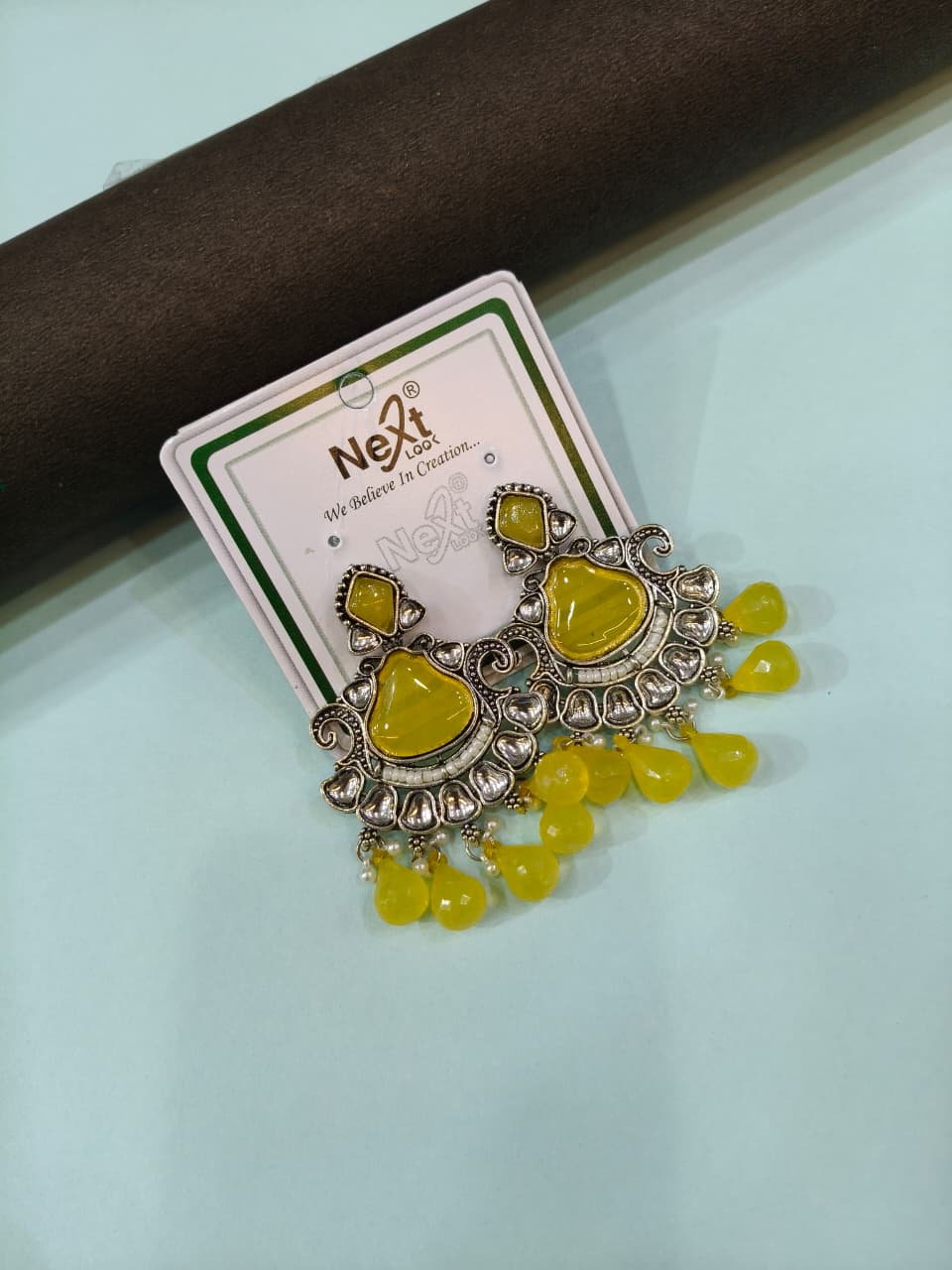 Yellow Stone Traditional Earrings